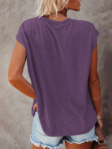 Women's Solid Short Sleeve Top with Round Neck in 8 Colors Sizes 2-18