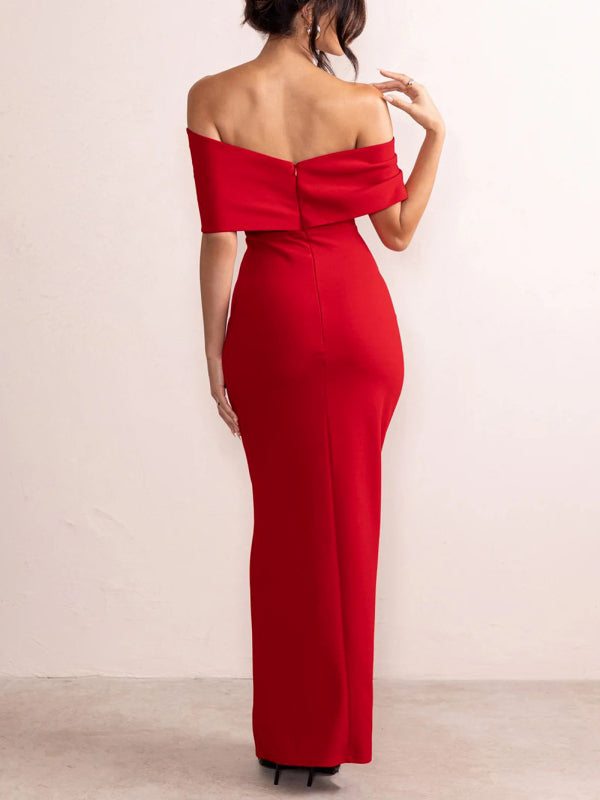 Women's Elegant Off-the-Shoulder Gown in 2 Colors S-XL - Wazzi's Wear