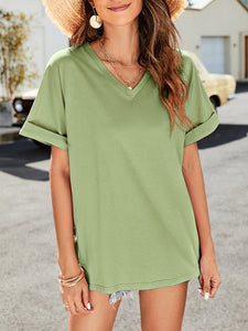 Women's Solid V-Neck Top in 4 Colors Sizes 2-14