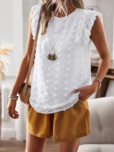 Women's Ruffled Sleeveless Dot Top in 3 Colors S-XL - Wazzi's Wear