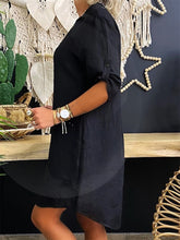 Load image into Gallery viewer, Women&#39;s Solid Rolled Cuff Shirtdress Sizes 4-34