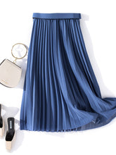 Load image into Gallery viewer, Women’s Pleated Mid-Length A-Line Skirt with Belt in 7 Colors - Wazzi&#39;s Wear