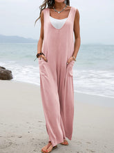 Load image into Gallery viewer, Women’s Solid Wide Leg Cotton Jumpsuit with Pockets in 5 Colors Sizes 4-24 - Wazzi&#39;s Wear