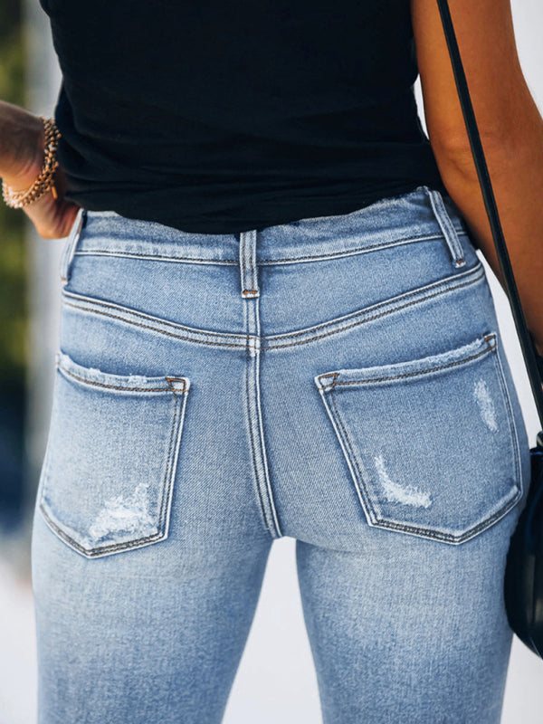 Women’s Slim Fit Ripped High Stretch Jeans in 2 Colors Sizes 4-22 - Wazzi's Wear