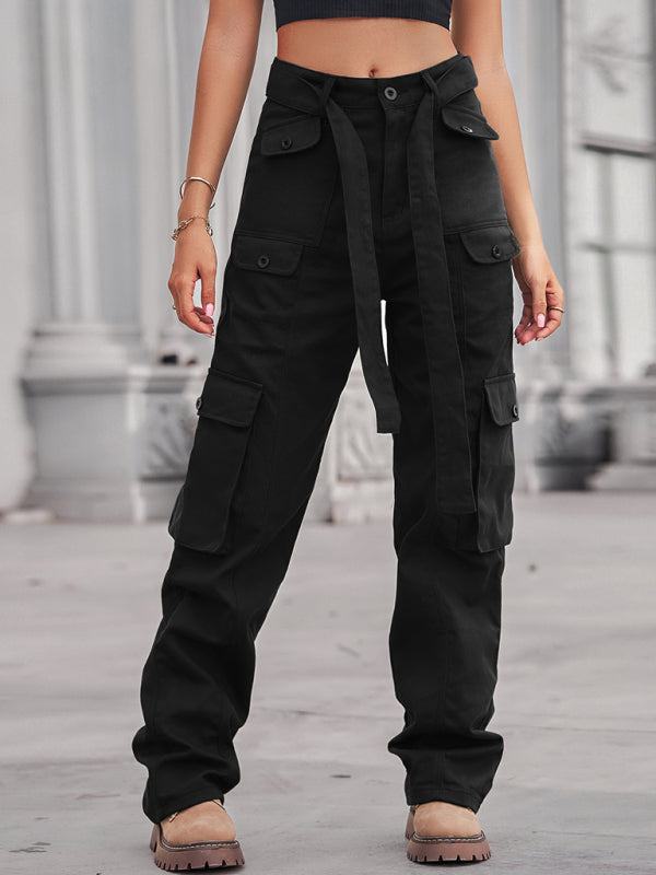 Women's Belted High Waist Cargo Pants in 4 Colors Sizes 4-20 - Wazzi's Wear