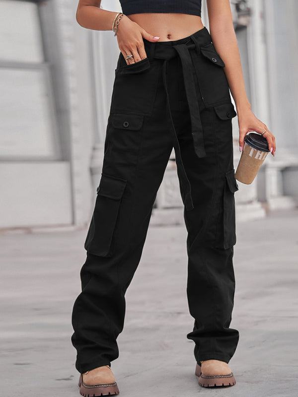 Women's Belted High Waist Cargo Pants in 4 Colors Sizes 4-20 - Wazzi's Wear