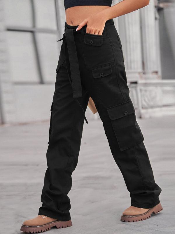 Women's Belted High Waist Cargo Pants in 4 Colors Sizes 4-20 - Wazzi's Wear