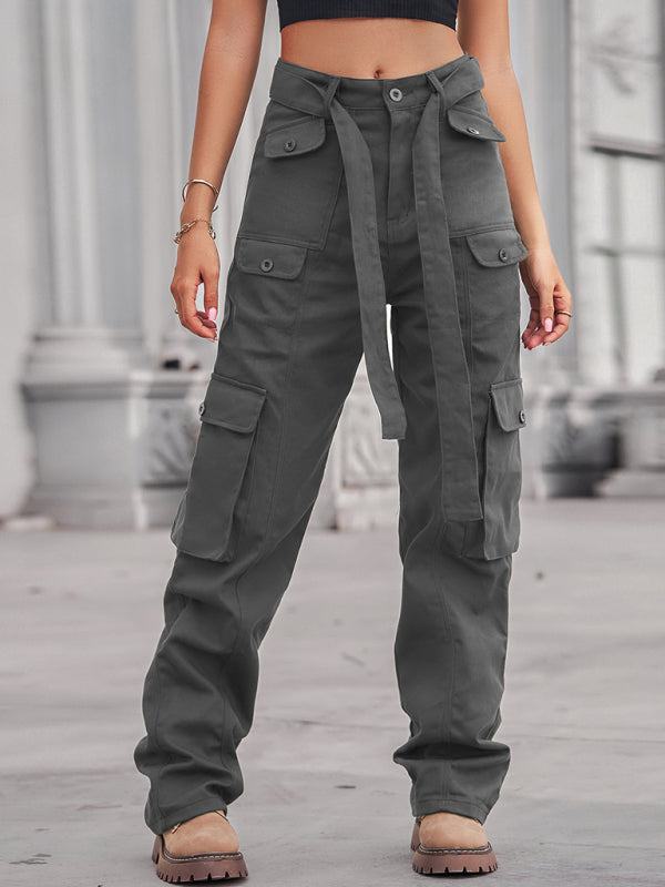 Women's Belted High Waist Cargo Pants in 4 Colors Sizes 4-20 - Wazzi's Wear