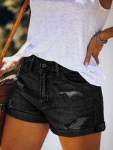 Load image into Gallery viewer, Women&#39;s Stretch Mid Rise Denim Ripped Shorts in 3 Colors Sizes 4-20