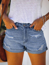 Load image into Gallery viewer, Women&#39;s Stretch Mid Rise Denim Ripped Shorts in 3 Colors Sizes 4-20