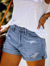 Load image into Gallery viewer, Women&#39;s Stretch Mid Rise Denim Ripped Shorts in 3 Colors Sizes 4-20