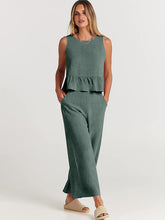 Load image into Gallery viewer, Women&#39;s Ruffle Sleeveless Top With Matching Wide-Leg Pants in 8 Colors Sizes 4-20