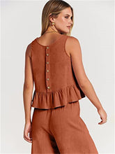 Load image into Gallery viewer, Women&#39;s Ruffle Sleeveless Top With Matching Wide-Leg Pants in 8 Colors Sizes 4-20