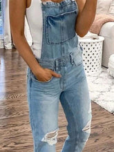 Load image into Gallery viewer, Women&#39;s Ripped Skinny Denim Overalls in 2 Colors Sizes 4-12