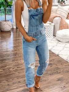 Women's Ripped Skinny Denim Overalls in 2 Colors Sizes 4-12
