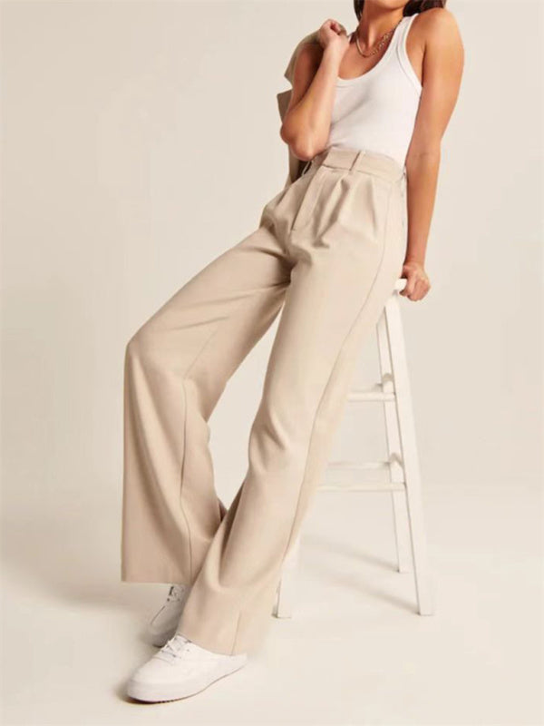 Women's Solid High Waist Wide Leg Pants in 4 Colors Sizes 2-14 - Wazzi's Wear