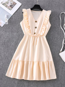 Women's Solid Color Ruffle Flutter Sleeve Mini Dress in 6 Colors