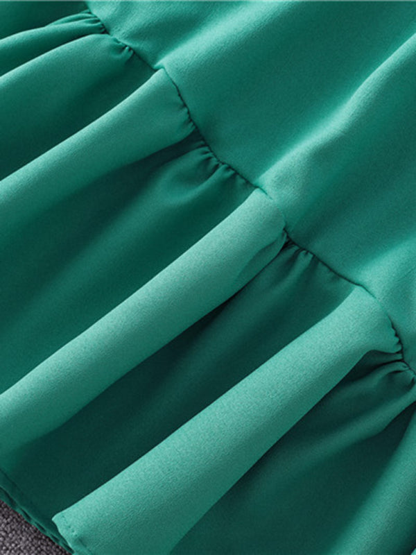 Women's Solid Color Ruffle Flutter Sleeve Mini Dress in 6 Colors - Wazzi's Wear