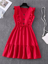 Load image into Gallery viewer, Women&#39;s Solid Color Ruffle Flutter Sleeve Mini Dress in 6 Colors