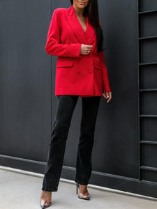 Women's Solid Double-Breasted Blazer in 5 Colors Sizes 4-12 - Wazzi's Wear
