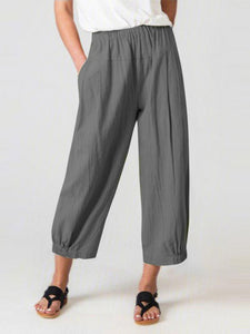 Women's Solid Wide-Leg Cropped Pants in 6 Colors Sizes 4-28