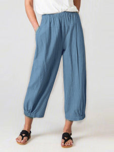 Women's Solid Wide-Leg Cropped Pants in 6 Colors Sizes 4-28