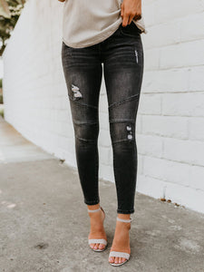 Women's Ripped Moto Skinny Jeans in 3 Colors S-XXL