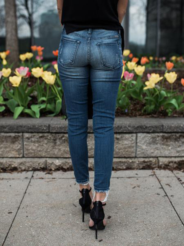 Women's Ripped Moto Skinny Jeans in 3 Colors S-XXL - Wazzi's Wear