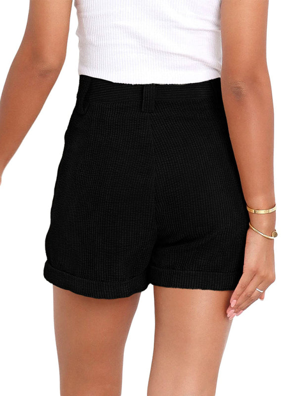 Women's High Waist Solid Corduroy Shorts in 6 Colors Sizes 4-24 - Wazzi's Wear
