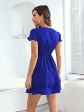 Load image into Gallery viewer, Women&#39;s Solid V-Neck Mini Dress with Front Tie in 4 Colors Sizes 4-10 - Wazzi&#39;s Wear