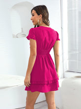 Load image into Gallery viewer, Women&#39;s Solid V-Neck Mini Dress with Front Tie in 4 Colors Sizes 4-10 - Wazzi&#39;s Wear