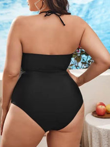 Plus Size Women’s Black Halter One-Piece Swimsuit Sizes 12-20 - Wazzi's Wear