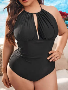 Plus Size Women’s Black Halter One-Piece Swimsuit Sizes 12-20 - Wazzi's Wear