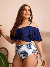 Load image into Gallery viewer, Plus Size Women’s Drawstring Top with High Waist Bottoms Bikini L-4XL