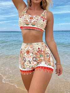 Women's Boho Two-Piece Swimsuit Set in 3 Colors S-XL