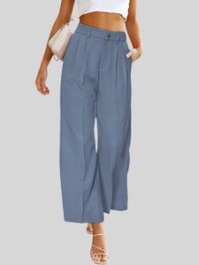 Women's Casual Wide Leg Dress Pants With High Waist and Pockets in 5 Colors S-3XL - Wazzi's Wear