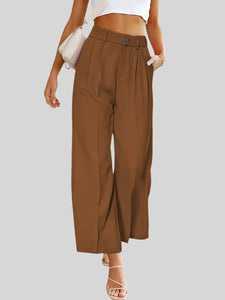 Women's Casual Wide Leg Dress Pants With High Waist and Pockets in 5 Colors S-3XL - Wazzi's Wear