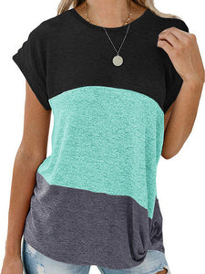 Women's Colorblock Short Sleeve Top in 7 Colors S-XXL