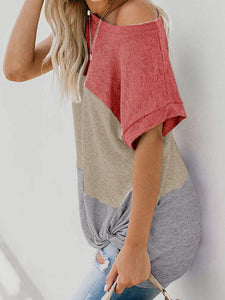 Women's Colorblock Short Sleeve Top in 7 Colors S-XXL