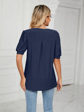 Load image into Gallery viewer, Women’s V-Neck Solid Top with Puff Short Sleeves in 12 Colors Sizes 4-12