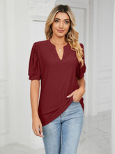 Load image into Gallery viewer, Women’s V-Neck Solid Top with Puff Short Sleeves in 12 Colors Sizes 4-12