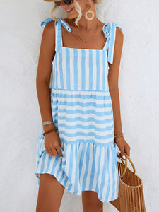 Women's Striped Ruffled Sleeveless Dress in 2 Colors Sizes 4-10