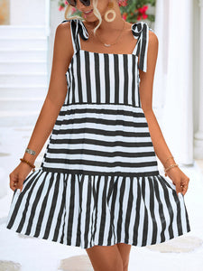 Women's Striped Ruffled Sleeveless Dress in 2 Colors Sizes 4-10