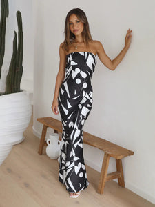 Women's Open Back Geometric Print Sleeveless Dress in 2 Colors S-XL