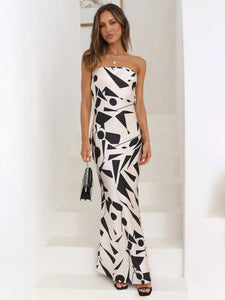 Women's Open Back Geometric Print Sleeveless Dress in 2 Colors S-XL