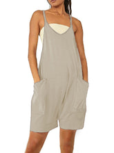 Load image into Gallery viewer, Women’s Solid Romper with Front Pockets and Back Zipper Pocket in 7 Colors Sizes 4-34