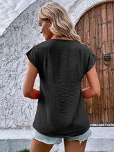 Load image into Gallery viewer, Women&#39;s Solid V-Neck Top with Buttons and Short Sleeves in 7 Colors Sizes 4-18