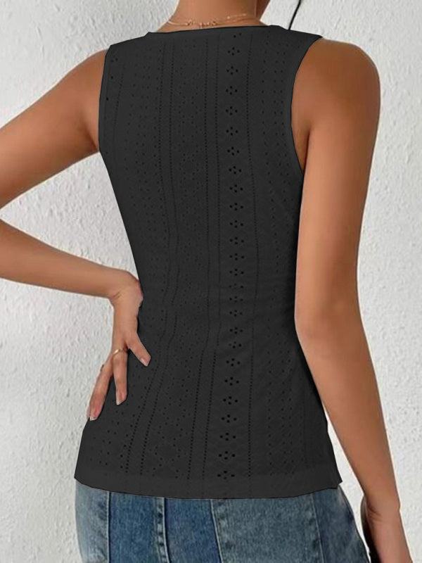 Women's Solid Crossover Tank Top with Side Buttons in 5 Colors Sizes 4-22 - Wazzi's Wear