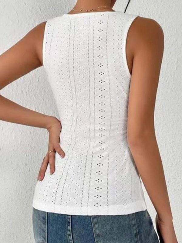 Women's Solid Crossover Tank Top with Side Buttons in 5 Colors Sizes 4-22 - Wazzi's Wear