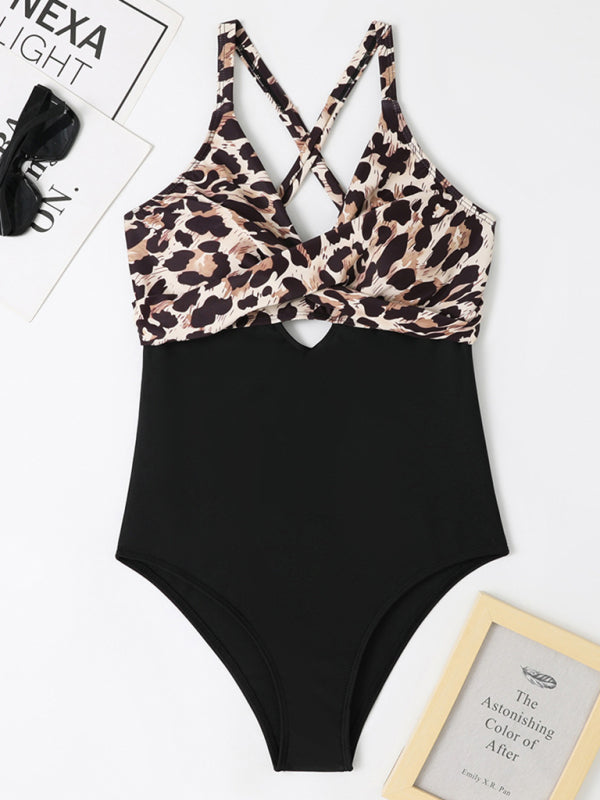 Women's Leopard Print One-Piece Swimsuit S-XL - Wazzi's Wear